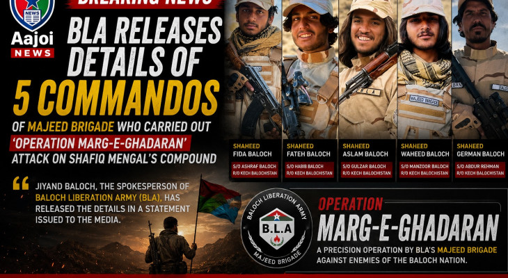 BLA Releases Details of Five Majeed Brigade Commandos Behind 'Operation Marg-e-Ghadaran'